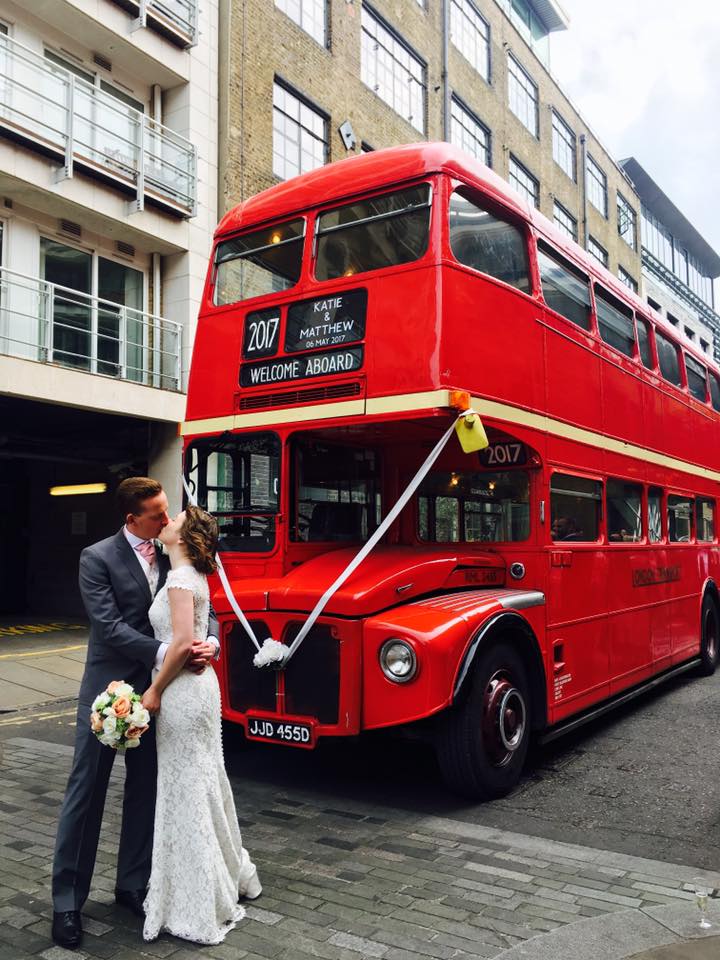 Wedding bus hire with personalised blind