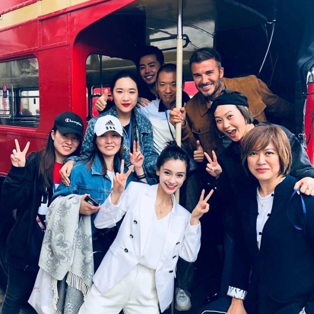 Filming Bus Beckham and Angelababy