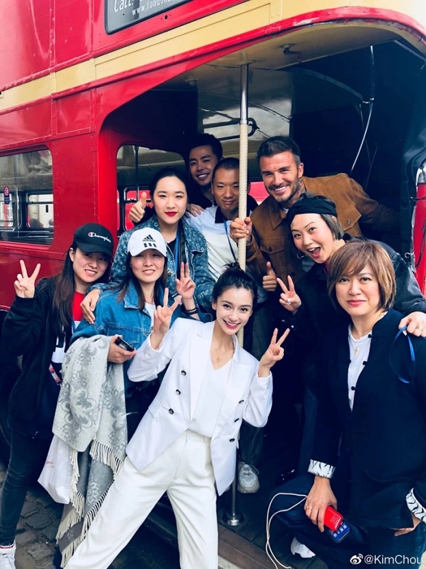 Filming Bus Beckham and Angelababy